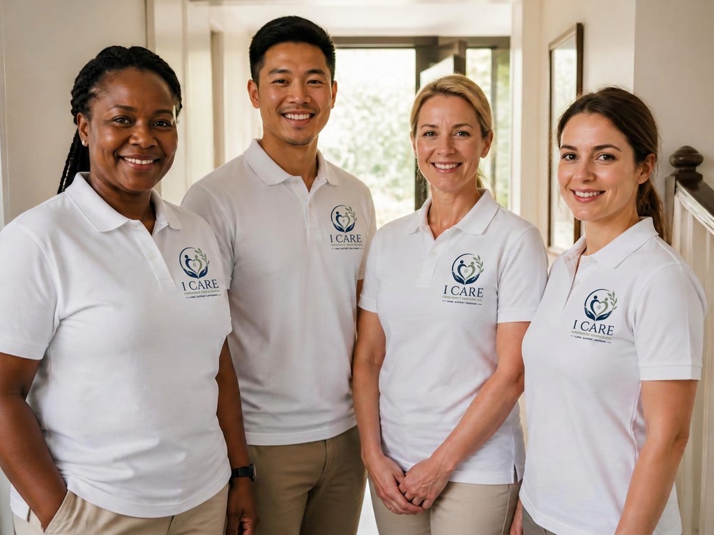 Diverse ICCS care team smiling together